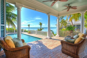 Fototapeta premium Key West Real Estate: Stunning Oceanfront Living in Sunny Florida