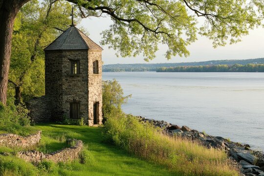Newburgh, New York: The Tower of Victory at Washington's Headquarters National Landmark on the Hudson River