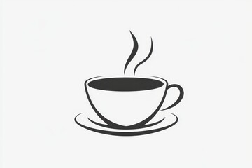 Obraz premium A steaming cup of coffee on a simple white background, inviting warmth and comfort in the morning