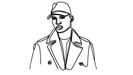 portrait of a stylish black man line art vector
