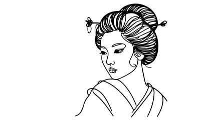 japanese geisha line art vector