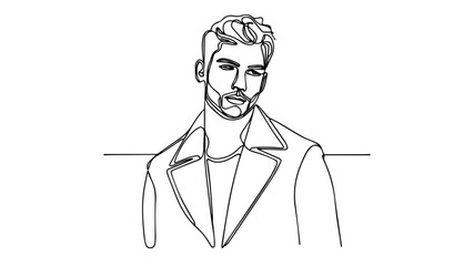 portrait of a man in a stylish coat line art drawing