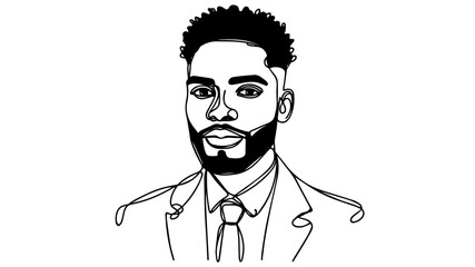 portrait of a Stylish black man one line drawing vector