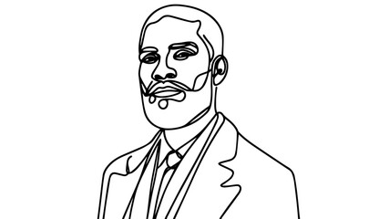 portrait of a Stylish senior black businessman line art vector