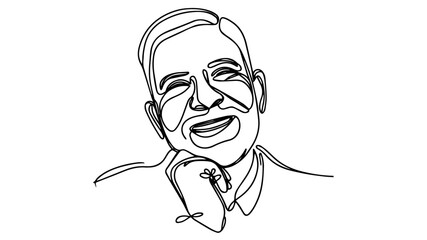 smiling old man line art drawing