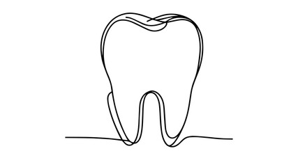 tooth one line art drawing