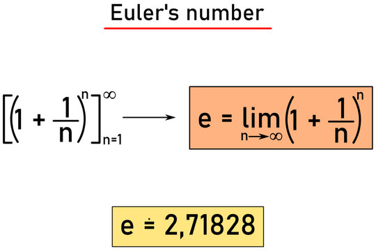 Definition of Euler number - a monotonically increasing sequence bounded from below by the number two and from above by the number three
