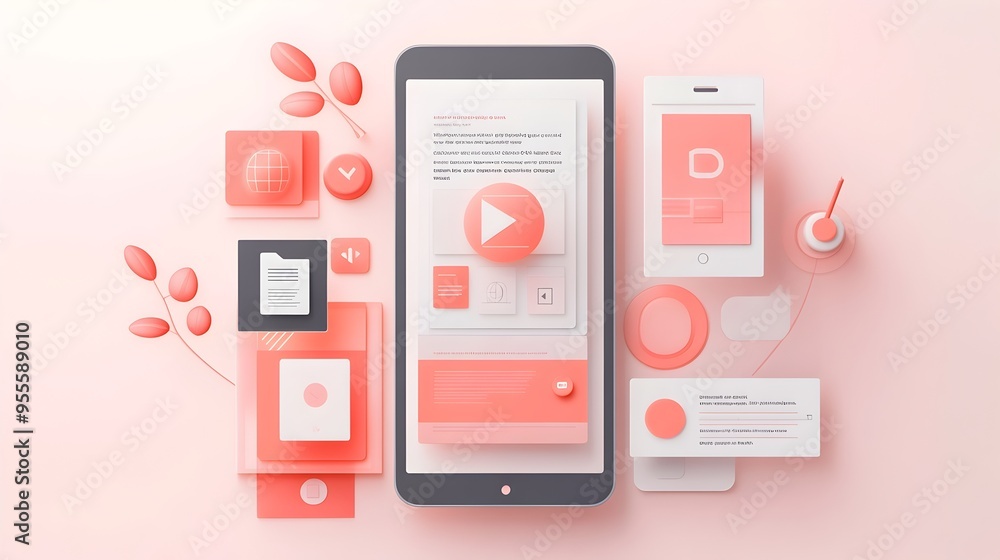 Aufkleber minimalist ui design with soft gradients and elegant digital platform aesthetic