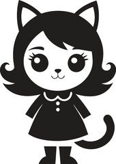 Black cute girl silhouette vector art illustration, cute girl silhouette,