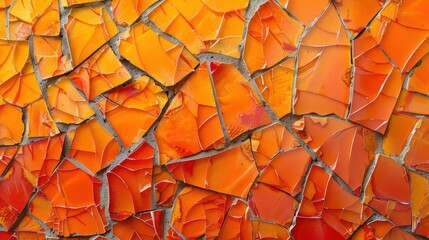 Orange glass shards, arranged in a mosaic pattern. The symbol is placed on a bright, contrasting background.