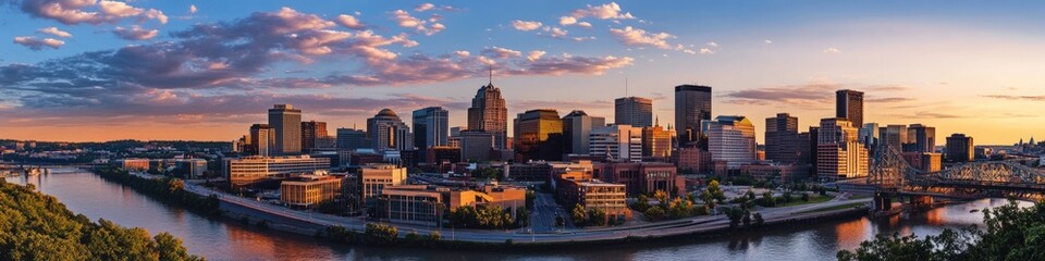 St. Paul Mn Skyline. City Landscape with Urban Architecture and Panoramic Skyline View