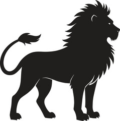 Black Lion silhouette vector art illustration, Lion silhouette,