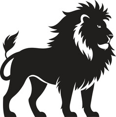 Black Lion silhouette vector art illustration, Lion silhouette,