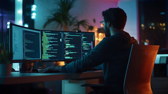 Skilled Full Stack Engineer Immersed in Cloud Based System Complexities with Clean Modern Workspace