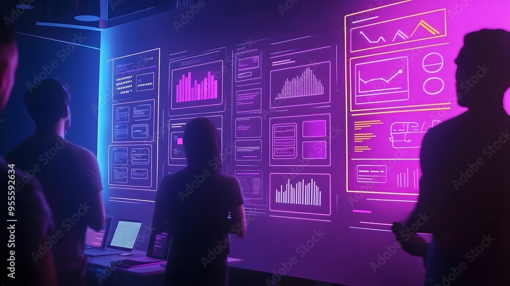 Poster vibrant website layout mockups on whiteboard showcase ux design ideation session