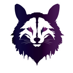 Elegant black fox with pink eyes logo art