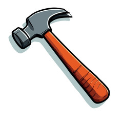 The image depicts a traditional carpenters hammer with a polished wooden handle and a robust steel head.
