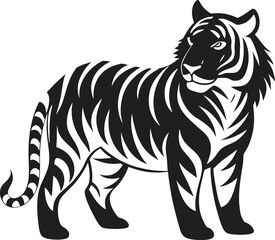 Black Tiger silhouette vector art illustration, tiger silhouette,