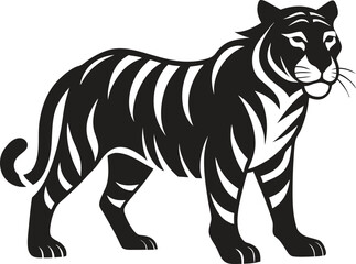 Black Tiger silhouette vector art illustration, tiger silhouette,