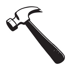 Hammer icon. Black silhouette. Side view. Vector simple flat graphic illustration.