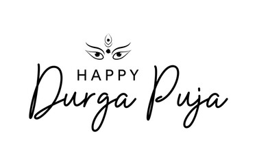 Happy Durga Puja hand lettering design vector , Happy Durga Puja text