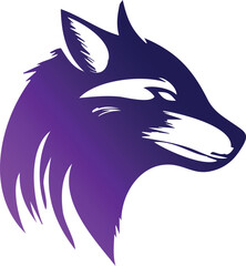 Purple Edgy Design Head of Aggressive Wolf