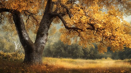 Autumn Tree with Yellow Leaves