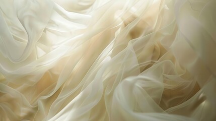 Fototapeta premium ethereal bridal scene with flowing white fabric and soft diffused light delicate textures and subtle shimmers create a romantic and dreamy wedding atmosphere
