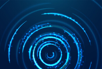 Glowing lines on blue background. Abstract modern lines.