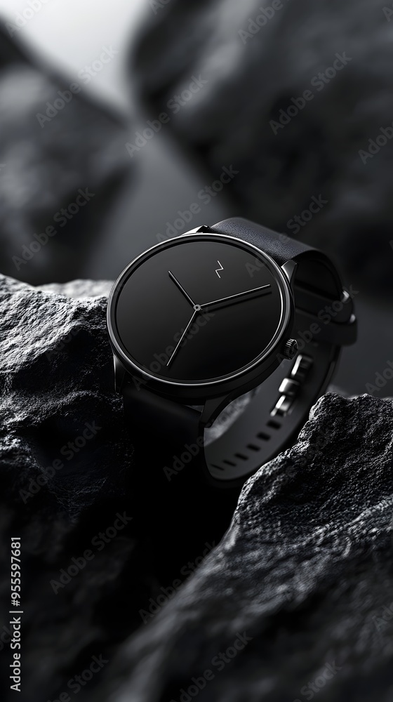 Poster sophisticated smartwatch with seamless mobile optimized website and advanced biometric tracking