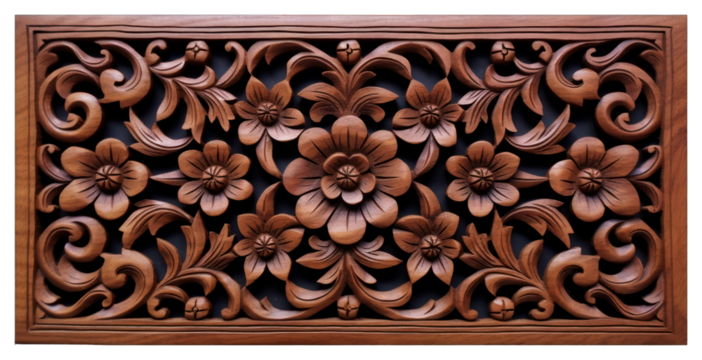 PNG A thai traditional pattern wood art backgrounds.