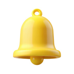 3D glossy yellow bell icon illustration with a smooth surface and minimalist design. Perfect for use in notifications, alerts, and digital interfaces. Isolated on transparent background, png.
