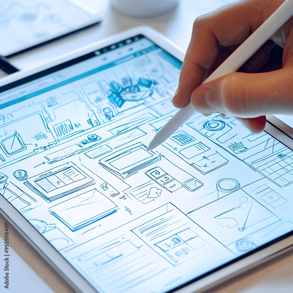 Poster innovative uiux design process utilizing digital and physical tools