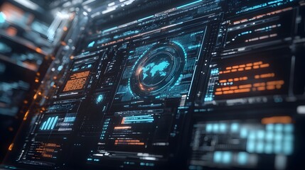 Fototapeta premium Futuristic Holographic Interface for Advanced Website Optimization Software with Real Time Data