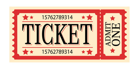 Vintage ticket. Vector ticket illustration. Theater, festival, circus, concert, event, movie, party, raffle ticket design template. Vector old school, retro admit one ticket.