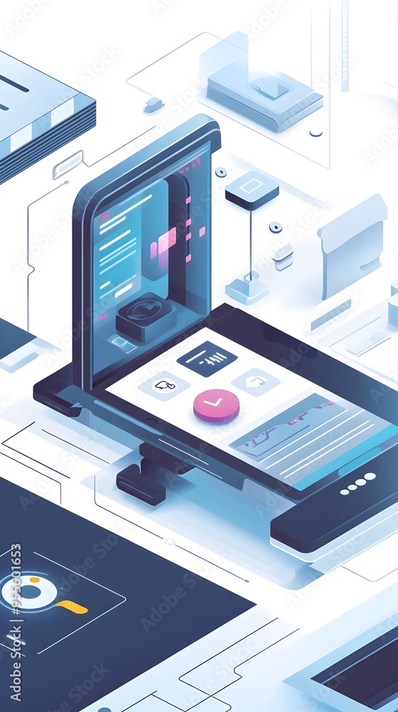 Poster visually striking mobile platform with ai powered virtual assistant for seamless digital experiences