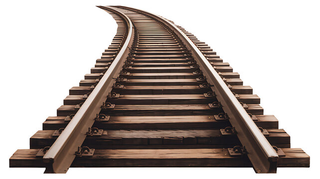cut out of railway tracks on transparent background