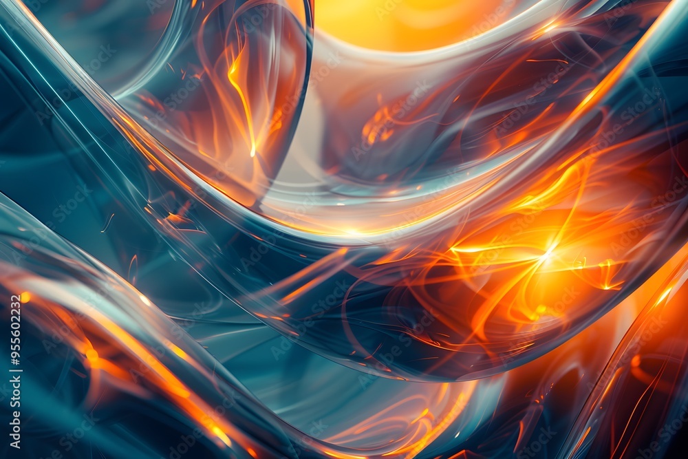 Aufkleber ethereal waves of light and color in abstract design