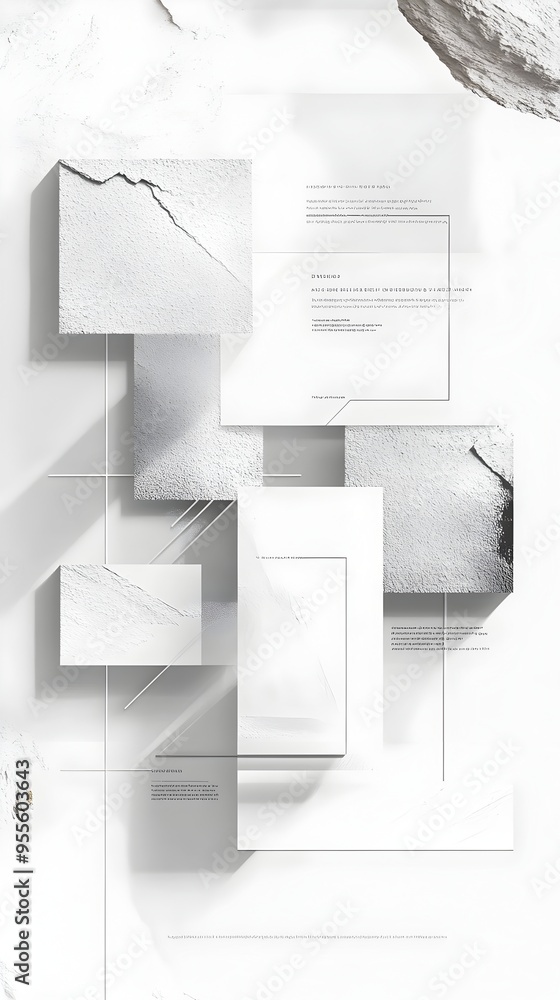 Poster minimalist and modern website interface design with geometric shapes and subtle highlights