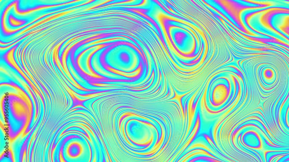 Aufkleber 3d animation - abstract colorful background of a looping animated iridescent reflective material wit