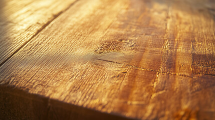 Naklejka premium Close-up of the grain pattern in a piece of construction lumber, bathed in warm sunlight.