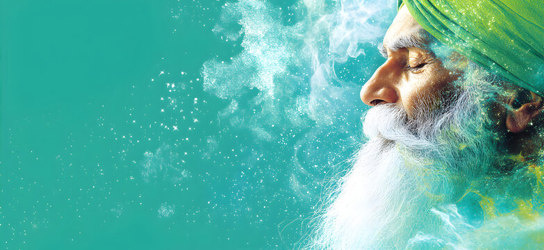 Guru nanak jayanti Gurpurab. Guru Nanak`s Prakash Utsav. Guru Nanak Jayanti. Guru Nanak birthday. Founder of Sikhism concept.