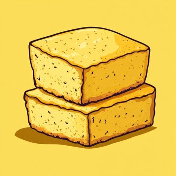 Cornbread Graphic. Bake Delicious Corn Snack with Cornmeal, Perfect for Food Design