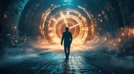 Time travel futuristic portal mystical clock background wallpaper AI generated image