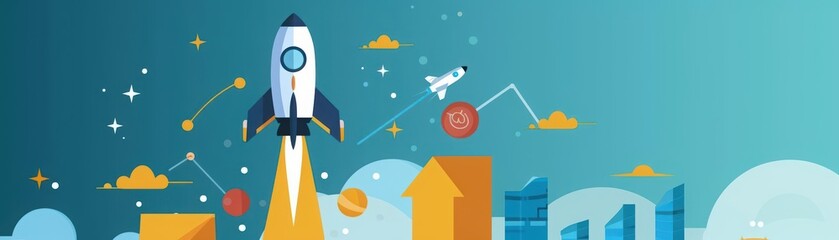 A business graph illustrates the rapid expansion of a new business, highlighting key milestones and achievements