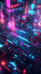 Obraz premium Futuristic Website Architecture Modular 3D Structures Luminous Data Pathways Holographic Interfaces