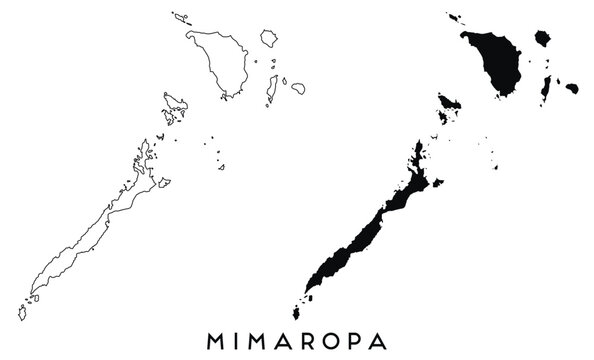 Mimaropa map outline and black silhouette vector