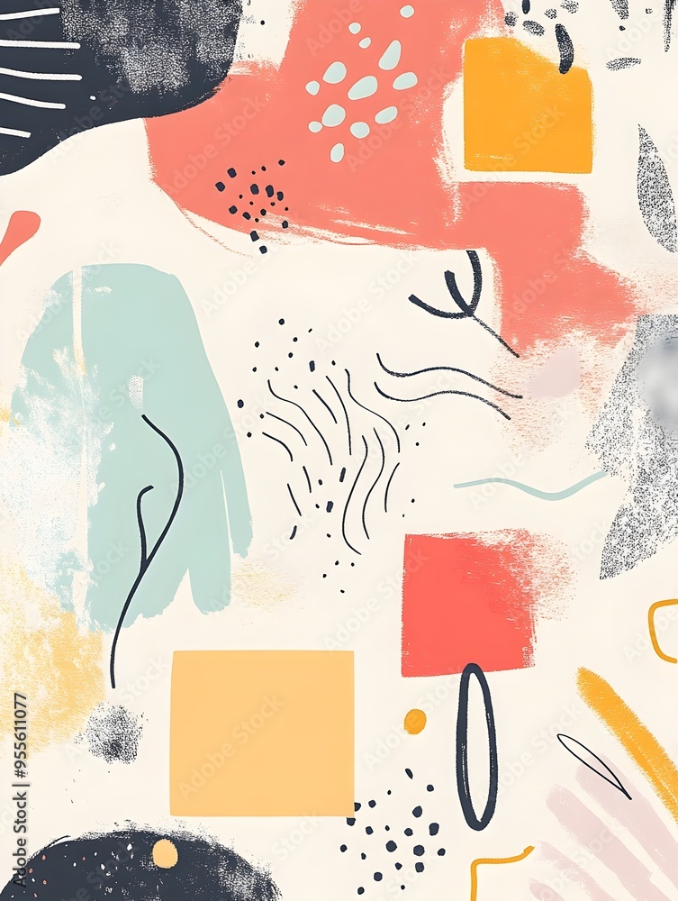 Poster whimsical animated website loading gif with playful hand drawn and vibrant pastel color scheme