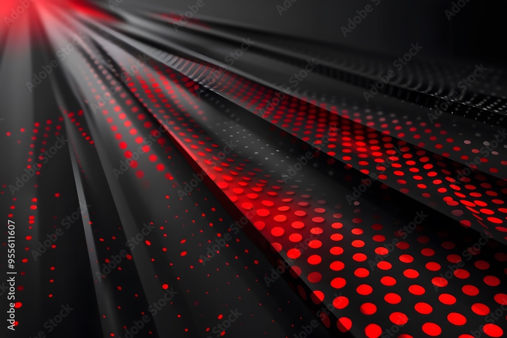Poster dynamic red and black abstract background with dots and lines