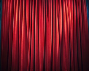 Sneak Peek Curtain. Red Stage Curtain Opening for New Performance Announcement